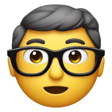 Pink round emoji smiley with black nerd glasses and bow on top of head  sticker
