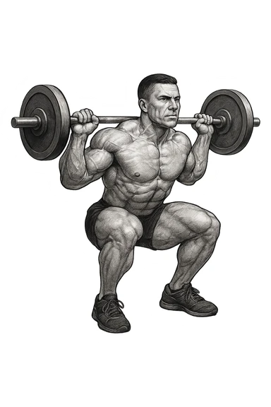 bodybuilder fa squat con bilanciere  sticker