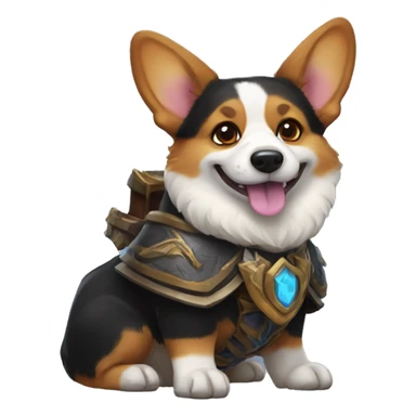  Black Tri-color Corgi dressed like world of Warcraft character  sticker