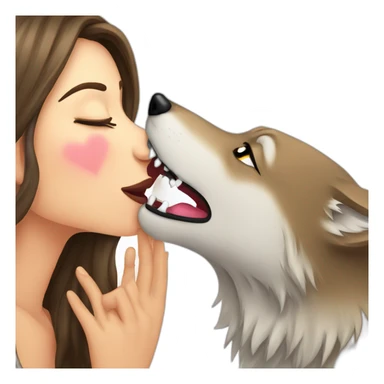 female wolf sending a kiss sticker