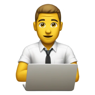 yellow skin man using white keyboard on desk wearing white button down shirt front view sticker