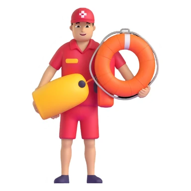 lifeguard with rescue buoy on beach sticker