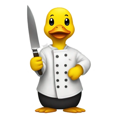 A yellow duck holding a knife sticker