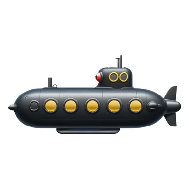 can you generate an emoji of a small black submarine with only two portholes? sticker
