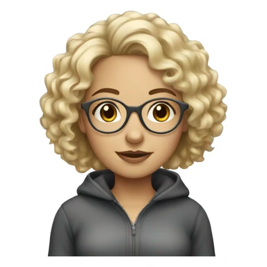 Realistic blonde Girl with curly hair and Grey round glasses sticker