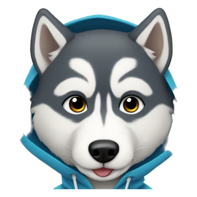 husky in a blue hoodie sticker