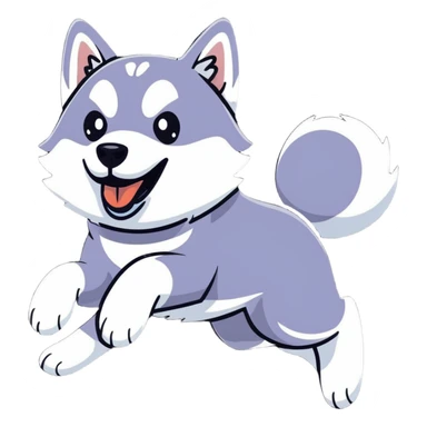 husky dog jumping in the air sticker