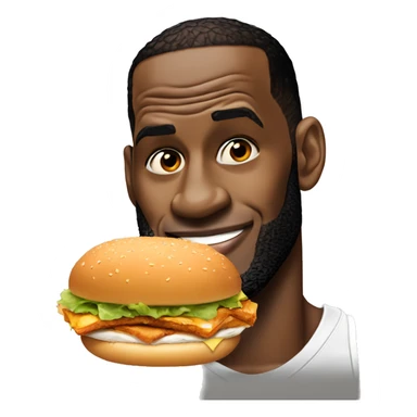 Lebron James eating a chicken sandwich.  sticker