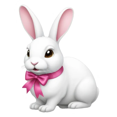 White rabbit with a pink ribbon  sticker