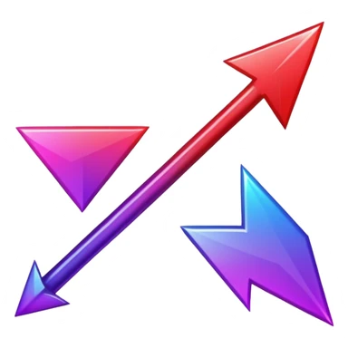 color gradient between red and purple glitter arrow right sticker