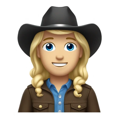 Cowboy with fair skin, black hat , blue eyes, blond hair sticker