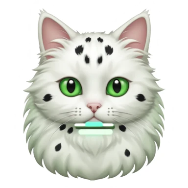 um gato branco com manchas pretas  olho preto e verde só manchas pretas corpo completo sticker