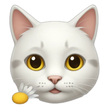 Cat with daisies arounds sticker