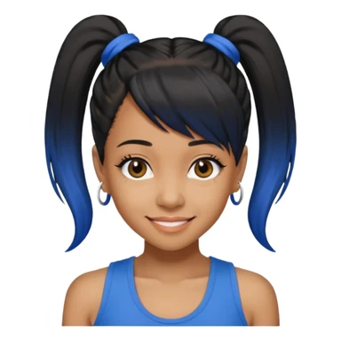 Lisa Left Eye Lopes black ponytail hair, blue tank top sticker