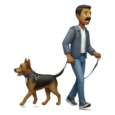dog walking man on leash  sticker