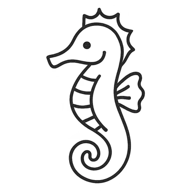 hand-drawn outlined seahorse icon sticker