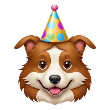 Weirnerdog wearing a party hat sticker