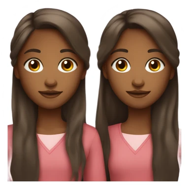 Brown girl twins with long hair sticker