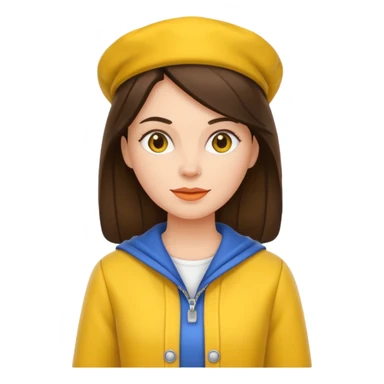 brunette woman with yellow dutch clothing sticker