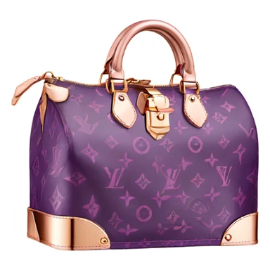 purple Designer Louis Vuitton bag with rose gold monogram and rose gold trim sticker