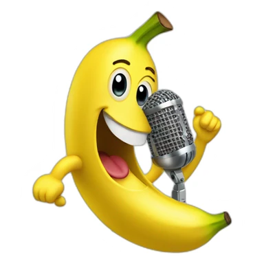 Banana singing with microphone sticker