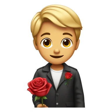 Boy with rose sticker