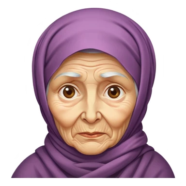 poor elderly babushka with headscarf and wrinkled face sticker