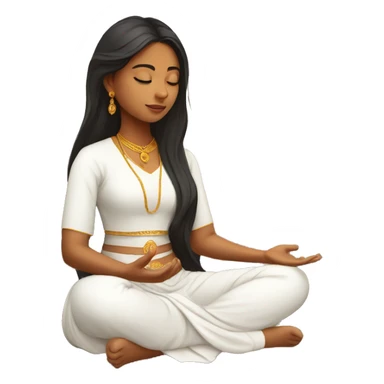 Indian girl with white dress meditation on mountain sticker