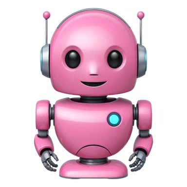 pink cute robot, round body, smiling face sticker