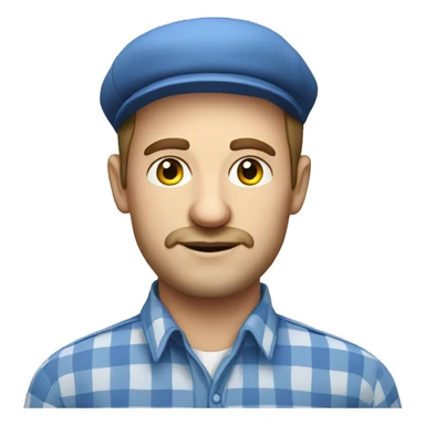 Portrait of a Russian taxi driver, economy class, he is wearing a blue checkered shirt
 sticker