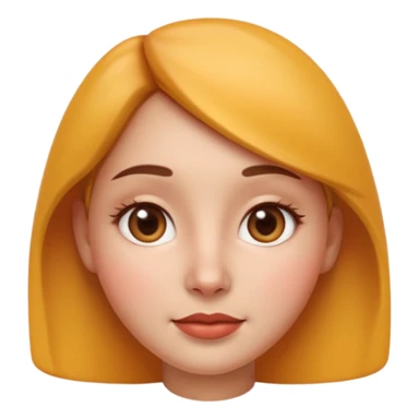 Ultra high quality 3D emoji style female avatar, Apple emoji inspired, smooth realistic 3D render.
Young woman with symmetrical cute face, soft rounded cheeks, small nose, glossy lips, big expressive brown eyes with subtle shine. sticker