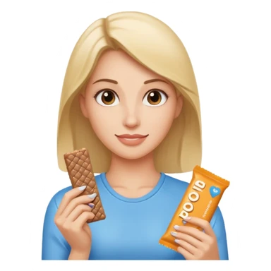lady holding protein bar sticker