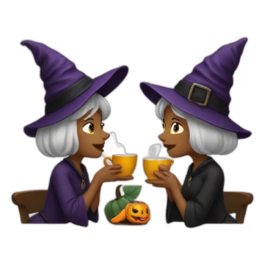 Two Witches drinking tea sticker