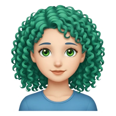 Girl with curly blue hair, green eyes, and very fair skin. sticker