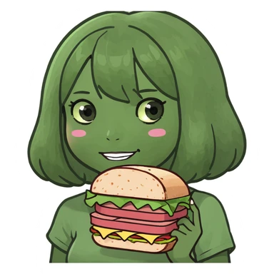 kawaii girl with spam meat sandwich  sticker