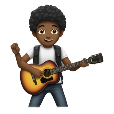 un joven músico en estudio casero. Está usando una camiseta negra sin mangas y mientras toca una guitarra eléctrica. Su expresión sugiere que está inmerso en la música, con los ojos cerrados y una expresión apasionada mientras toca. sticker