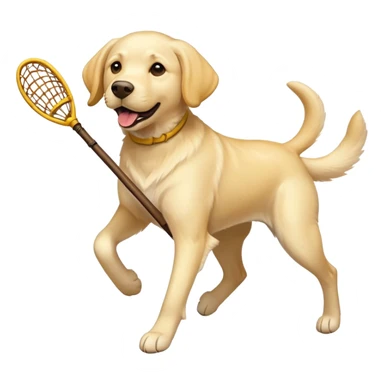Yellow lab playing lacrosse sticker
