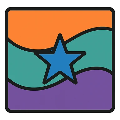 new flag for Syria, featuring abstract art elements and a unique color palette, flat icon style sticker