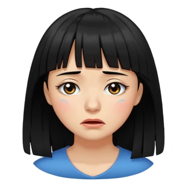 Mulher cabelo preto de franja chorando tudo escuroo sticker