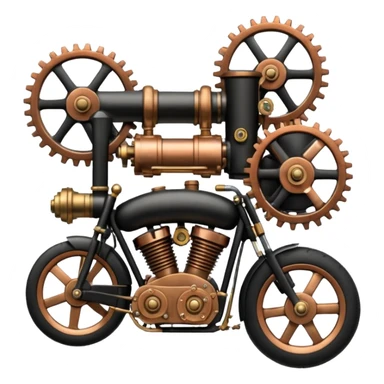 Tandem wheel steamer engine motorcycle (two wheels in the back, one in front of the other) sticker