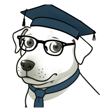 dog in a professor's hat and glasses sticker