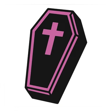 gothic coffin, black and pink sticker