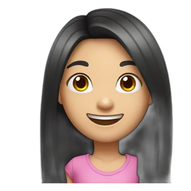 girl with a long black hair and toothbrushes smiling sticker
