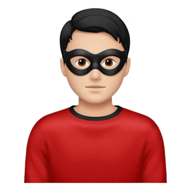 A guy in a black and white mask and red sweater sticker