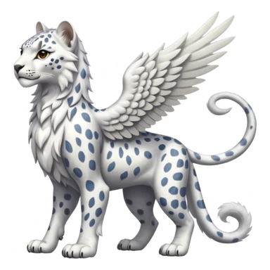 Albino white-furred Snow-Leopard-Gryphon-griffin-chimera-hybrid, full body sticker