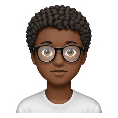 a 17 years old boy with dark skin and black glaces and short curly hair sticker
