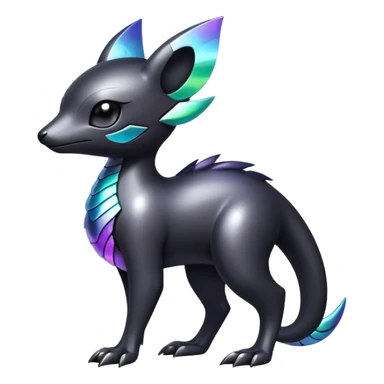 Modern futuristic Iridescent black dark fakemon-creature sticker