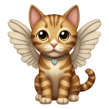 An adult and entiere brown striped cat with angel’s wings sticker