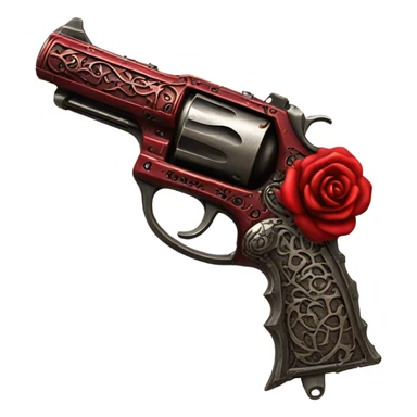 Red ghotic  rose pistol  sticker