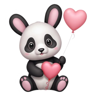 Bunny heart love with panda sticker